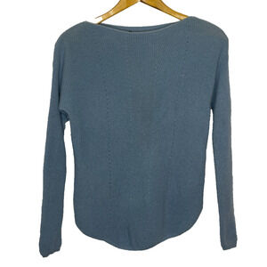 Women's XS Vince 100% Cashmere Blue Knit Boatneck Pullover Sweater